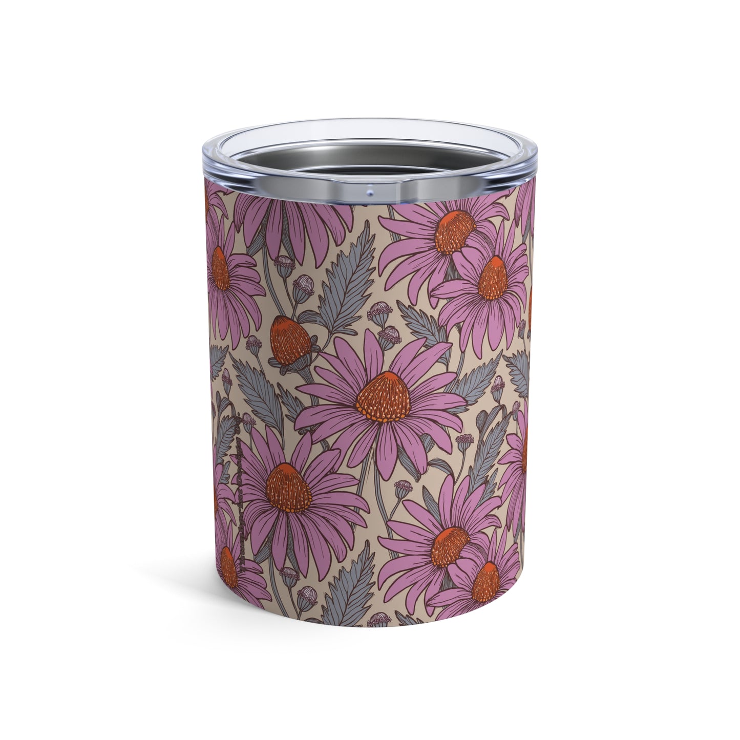 Purple Cone Flower Party Stainless Steel Tumbler 10 oz