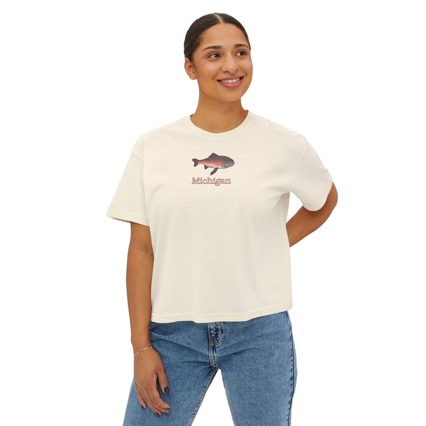 Trout Couture Michigan-Mid Crop Boxy Tee