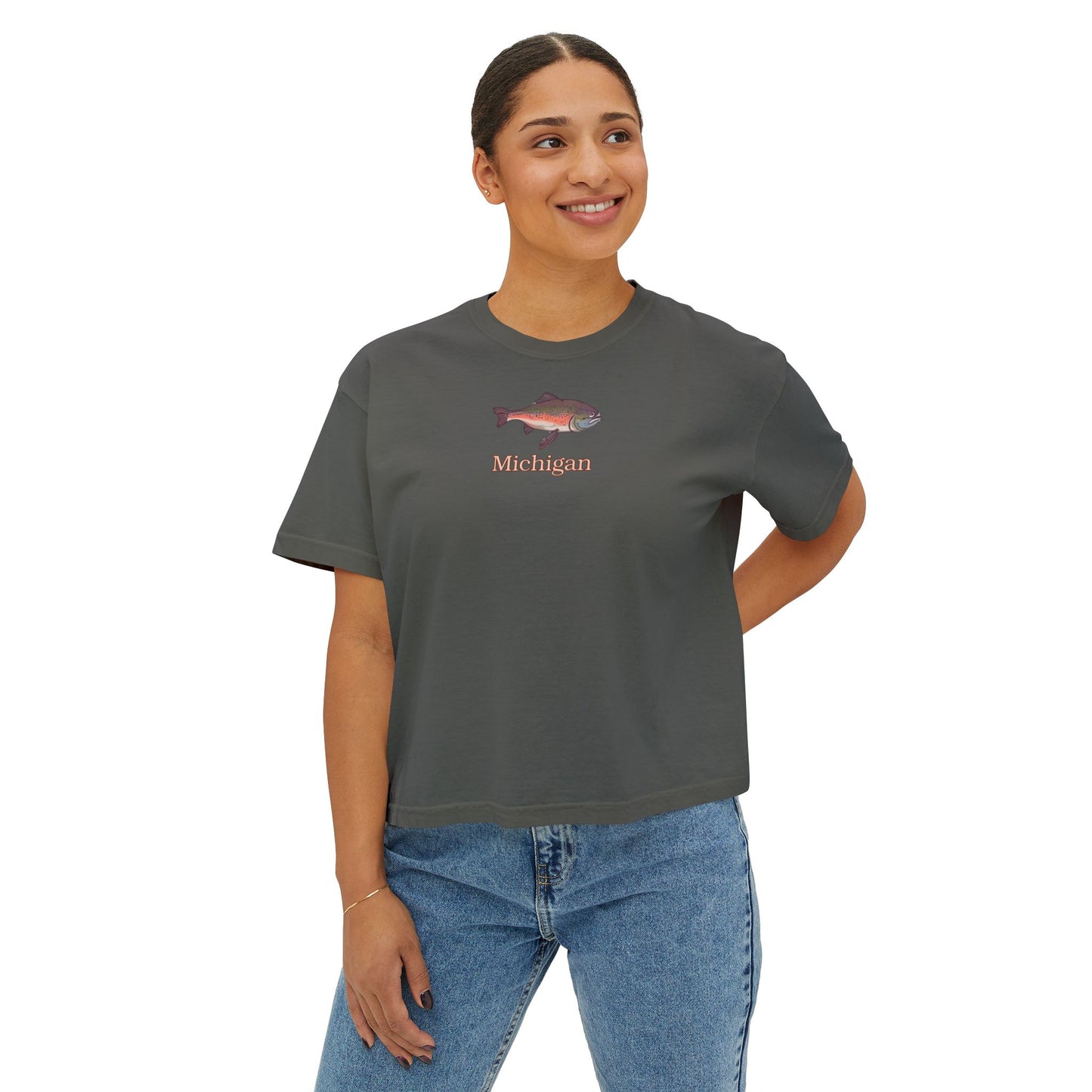 Trout Couture Michigan-Mid Crop Boxy Tee