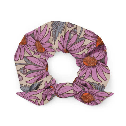 Purple Coneflower Party Recycled Scrunchie